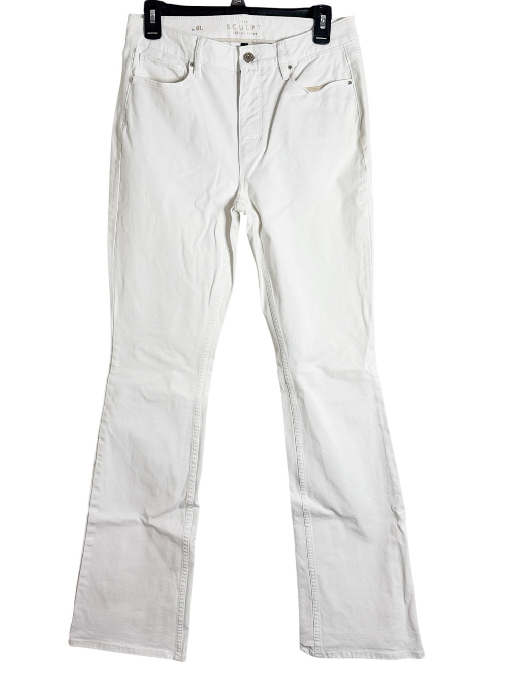 White House Black Market The Sculpt Skinny Flare Hi-Rise White Denim Jeans sz 6L